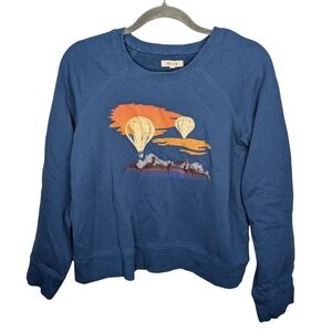 Madewell Blue Graphic Sweatshirt Hot Air Balloon Desert Print Size Large